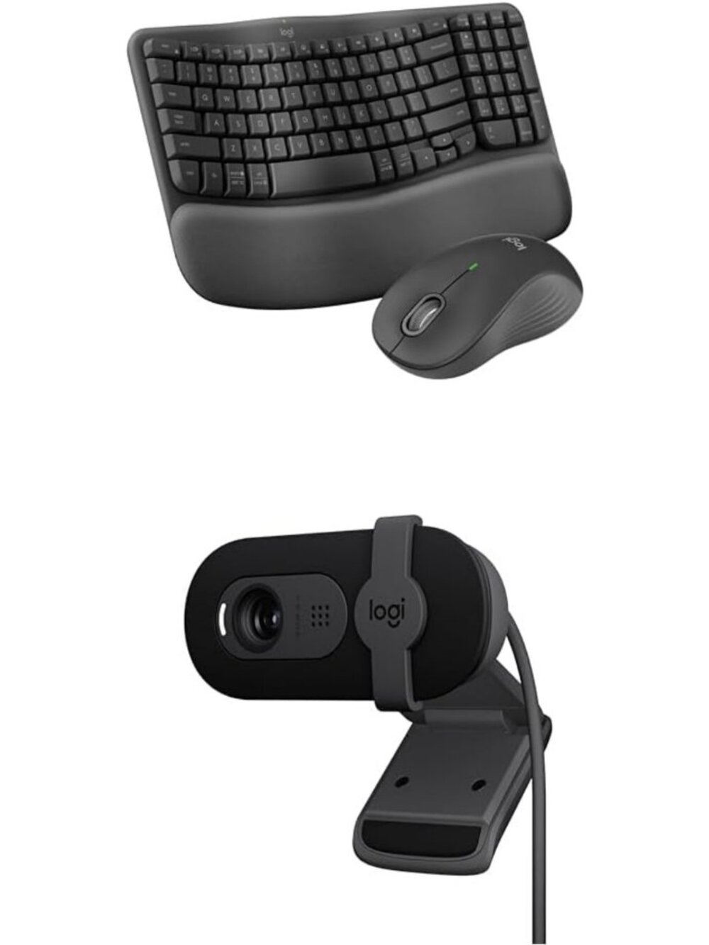Wireless Ergonomic Keyboard & HD Webcam Combo for Multi-OS, Streaming & Meetings